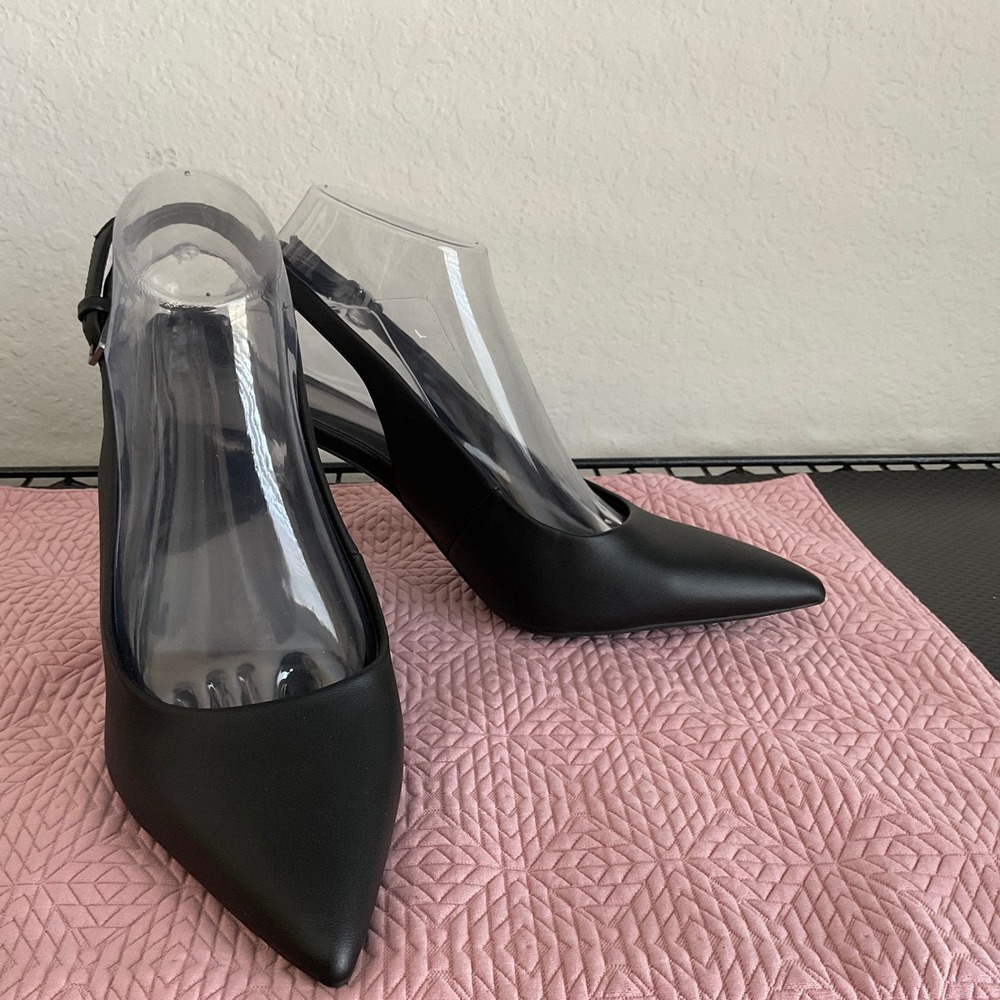 Nordstrom Rack Priscilla Black Slingback Pointed Toe Heels Womens 8.5M - Picture 14 of 16